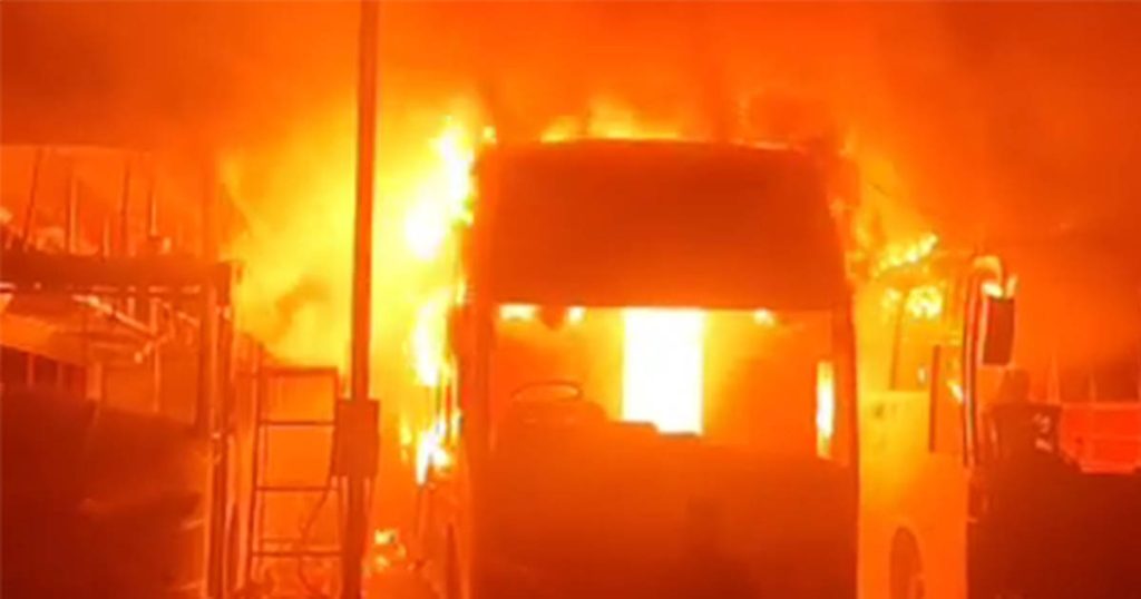 সাভারে ওয়ার্কশপে বাসে আগুন, নিয়ন্ত্রণে ২ ইউনিট